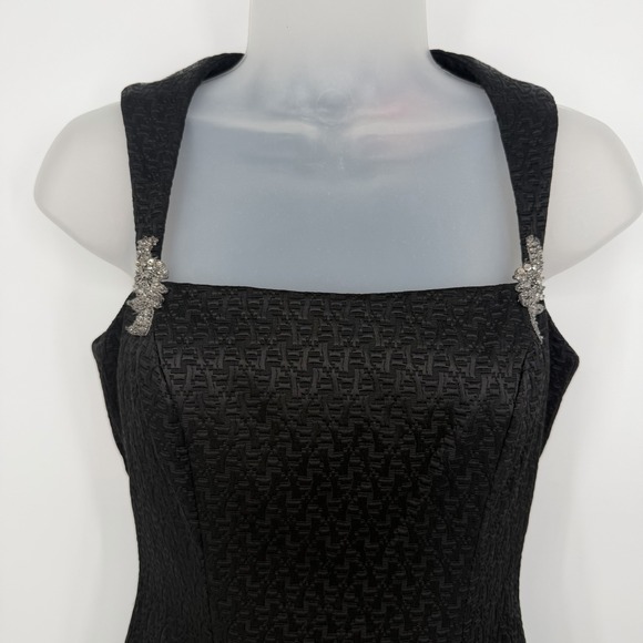 VTG Badgley‎ Mischka Sz 2 Fit & Flare Cocktail Dress Embellished Straps Textured - Picture 4 of 9